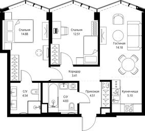 2-BD Apartment Sale, 63.96平方米 at MIRA, Mira Avenue, Moscow, Russia #4