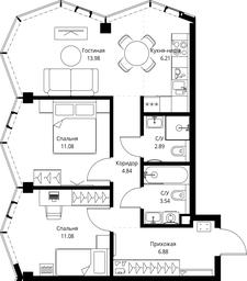 2-BD Apartment Sale, 60.5平方米 at MIRA, Mira Avenue, Moscow, Russia #3 2-BD Apartment Sale, 60.5平方米 at MIRA, Mira Avenue, Moscow, Russia #3