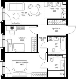 2-BD Apartment Sale, 62.29平方米 at MIRA, Mira Avenue, Moscow, Russia #2 2-BD Apartment Sale, 62.29平方米 at MIRA, Mira Avenue, Moscow, Russia #2