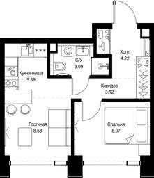 1-BD Apartment Sale, 32.47平方米 at SET, Vereyskaya Street, Moscow, Russia #2 1-BD Apartment Sale, 32.47平方米 at SET, Vereyskaya Street, Moscow, Russia #2
