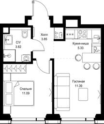 1-BD Apartment Sale, 35.48平方米 at SET, Vereyskaya Street, Moscow, Russia #3