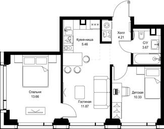 2-BD Apartment Sale, 49.2 sq. m. at SET, Vereyskaya Street, Moscow, Russia #2 2-BD Apartment Sale, 49.2 sq. m. at SET, Vereyskaya Street, Moscow, Russia #2