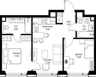 2-BD Apartment Sale, 53.56平方米 at SET, Vereyskaya Street, Moscow, Russia #4