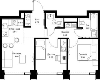 2-BD Apartment Sale, 48.21 sq. m. at SET, Vereyskaya Street, Moscow, Russia #3 2-BD Apartment Sale, 48.21 sq. m. at SET, Vereyskaya Street, Moscow, Russia #3