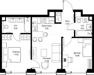 2-BD Apartment Sale, 53.56 sq. m. at SET, Vereyskaya Street, Moscow, Russia #3 2-BD Apartment Sale, 53.56 sq. m. at SET, Vereyskaya Street, Moscow, Russia #3