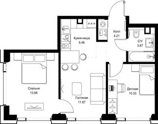 2-BD Apartment Sale, 49.2 sq. m. at SET, Vereyskaya Street, Moscow, Russia #3 2-BD Apartment Sale, 49.2 sq. m. at SET, Vereyskaya Street, Moscow, Russia #3