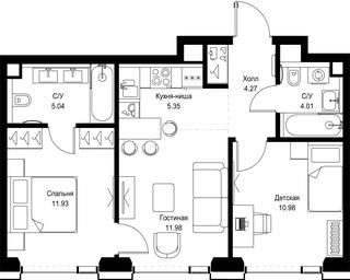 2-BD Apartment Sale, 53.56 sq. m. at SET, Vereyskaya Street, Moscow, Russia #2 2-BD Apartment Sale, 53.56 sq. m. at SET, Vereyskaya Street, Moscow, Russia #2