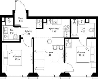 2-BD Apartment Sale, 50.7 sq. m. at SET, Vereyskaya Street, Moscow, Russia #2 2-BD Apartment Sale, 50.7 sq. m. at SET, Vereyskaya Street, Moscow, Russia #2