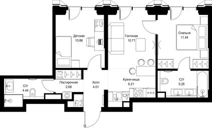 2-BD Apartment Sale, 55.61 sq. m. at SET, Vereyskaya Street, Moscow, Russia #4