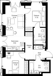 2-BD Apartment Sale, 61.64平方米 at SET, Vereyskaya Street, Moscow, Russia #3 2-BD Apartment Sale, 61.64平方米 at SET, Vereyskaya Street, Moscow, Russia #3
