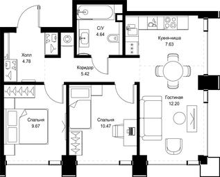 2-BD Apartment Sale, 54.81 sq. m. at SET, Vereyskaya Street, Moscow, Russia #2 2-BD Apartment Sale, 54.81 sq. m. at SET, Vereyskaya Street, Moscow, Russia #2