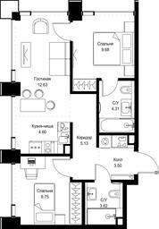 2-BD Apartment Sale, 53.22平方米 at SET, Vereyskaya Street, Moscow, Russia #3 2-BD Apartment Sale, 53.22平方米 at SET, Vereyskaya Street, Moscow, Russia #3