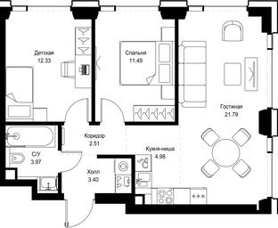 2-BD Apartment Sale, 60.47 sq. m. at SET, Vereyskaya Street, Moscow, Russia #3 2-BD Apartment Sale, 60.47 sq. m. at SET, Vereyskaya Street, Moscow, Russia #3