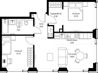 2-BD Apartment Sale, 61.33 sq. m. at SET, Vereyskaya Street, Moscow, Russia #3 2-BD Apartment Sale, 61.33 sq. m. at SET, Vereyskaya Street, Moscow, Russia #3