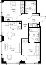 2-BD Apartment Sale, 59.27 sq. m. at SET, Vereyskaya Street, Moscow, Russia #4