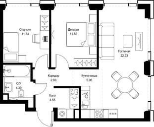 2-BD Apartment Sale, 62.22 sq. m. at SET, Vereyskaya Street, Moscow, Russia #2