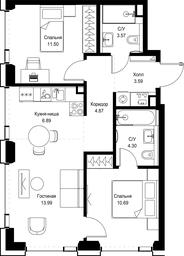 2-BD Apartment Sale, 59.4平方米 at SET, Vereyskaya Street, Moscow, Russia #4