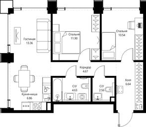 2-BD Apartment Sale, 61.16 sq. m. at SET, Vereyskaya Street, Moscow, Russia #2 2-BD Apartment Sale, 61.16 sq. m. at SET, Vereyskaya Street, Moscow, Russia #2