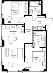 2-BD Apartment Sale, 59.41平方米 at SET, Vereyskaya Street, Moscow, Russia #2 2-BD Apartment Sale, 59.41平方米 at SET, Vereyskaya Street, Moscow, Russia #2