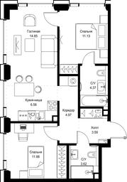 2-BD Apartment Sale, 60.77平方米 at SET, Vereyskaya Street, Moscow, Russia #2 2-BD Apartment Sale, 60.77平方米 at SET, Vereyskaya Street, Moscow, Russia #2