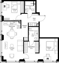 Продажа 2-комн. квартиры, 70,91 м² в ЖК «SET (Сет)», Верейская улица, Москва, Россия #2 Продажа 2-комн. квартиры, 70,91 м² в ЖК «SET (Сет)», Верейская улица, Москва, Россия #2