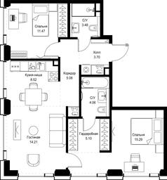 2-BD Apartment Sale, 70.91平方米 at SET, Vereyskaya Street, Moscow, Russia #3 2-BD Apartment Sale, 70.91平方米 at SET, Vereyskaya Street, Moscow, Russia #3