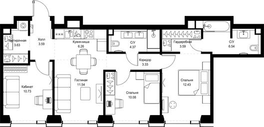 3-BD Apartment Sale, 76.09平方米 at SET, Vereyskaya Street, Moscow, Russia #2