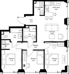 3-BD Apartment Sale, 74.58平方米 at SET, Vereyskaya Street, Moscow, Russia #4