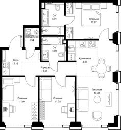 3-BD Apartment Sale, 81.77平方米 at SET, Vereyskaya Street, Moscow, Russia #3