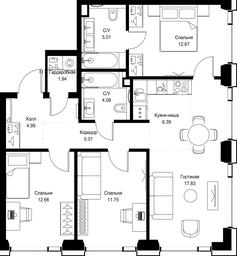 3-BD Apartment Sale, 82.33平方米 at SET, Vereyskaya Street, Moscow, Russia #2 3-BD Apartment Sale, 82.33平方米 at SET, Vereyskaya Street, Moscow, Russia #2