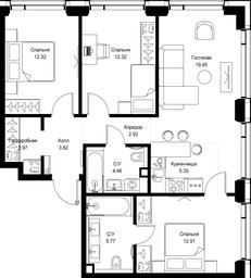 3-BD Apartment Sale, 82.09平方米 at SET, Vereyskaya Street, Moscow, Russia #2