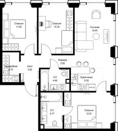 3-BD Apartment Sale, 82.42平方米 at SET, Vereyskaya Street, Moscow, Russia #2