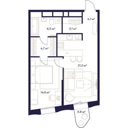 1-BD Apartment Sale, 54.5平方米 at Soyuz, Selskokhozyaystvennaya Street, Moscow, Russia #3