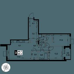 3-BD Apartment Sale, 89.3平方米 at 1 Izmajlovskij, Montazhnaya Street, 8с13, Moscow, Russia #4