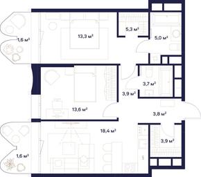 2-BD Apartment Sale, 74.1平方米 at Soyuz, Selskokhozyaystvennaya Street, Moscow, Russia #3 2-BD Apartment Sale, 74.1平方米 at Soyuz, Selskokhozyaystvennaya Street, Moscow, Russia #3