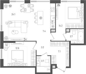 2-BD Apartment Sale, 76.2平方米 at Pave, 2nd Paveletsky Drive, Moscow, Russia #2