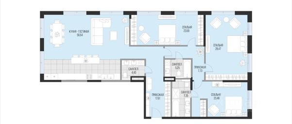 2-BD Apartment Sale, 171.5平方米 at Dom po ul. Sadovnicheskaya, Sadovnicheskaya Street, Moscow, Russia #3