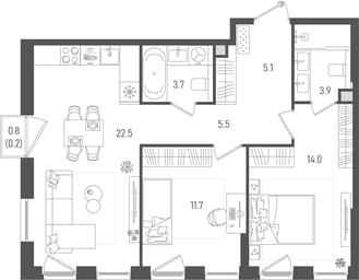 2-BD Apartment Sale, 66.6平方米 at Pave, 2nd Paveletsky Drive, Moscow, Russia #2 2-BD Apartment Sale, 66.6平方米 at Pave, 2nd Paveletsky Drive, Moscow, Russia #2