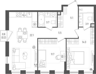 2-BD Apartment Sale, 66.2平方米 at Pave, 2nd Paveletsky Drive, Moscow, Russia #2 2-BD Apartment Sale, 66.2平方米 at Pave, 2nd Paveletsky Drive, Moscow, Russia #2