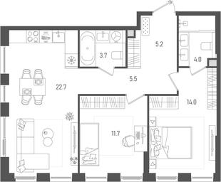 2-BD Apartment Sale, 66.8平方米 at Pave, 2nd Paveletsky Drive, Moscow, Russia #3 2-BD Apartment Sale, 66.8平方米 at Pave, 2nd Paveletsky Drive, Moscow, Russia #3