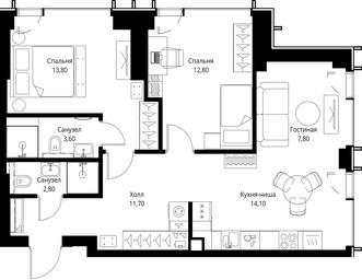 2-BD Apartment Sale, 66.6 sq. m. at VEER, Vereyskaya Street, Moscow, Russia #2 2-BD Apartment Sale, 66.6 sq. m. at VEER, Vereyskaya Street, Moscow, Russia #2