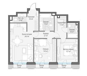 1-BD Apartment Sale, 86.7 sq. m. at Tishinskiy bulvar, Gruzinsky Val Street, 10, Moscow, Russia #2 1-BD Apartment Sale, 86.7 sq. m. at Tishinskiy bulvar, Gruzinsky Val Street, 10, Moscow, Russia #2
