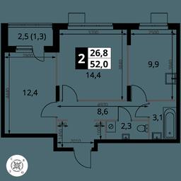2-BD Apartment Sale, 52平方米 at Pervy Donskoj, zhiloy mikrorayon Sapronovo, derevnya Sapronovo, Leninskiy City District, Moscow Region, Russia #2 2-BD Apartment Sale, 52平方米 at Pervy Donskoj, zhiloy mikrorayon Sapronovo, derevnya Sapronovo, Leninskiy City District, Moscow Region, Russia #2