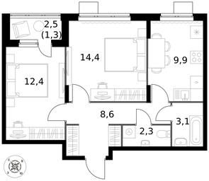 2-BD Apartment Sale, 52平方米 at Pervy Donskoj, zhiloy mikrorayon Sapronovo, derevnya Sapronovo, Leninskiy City District, Moscow Region, Russia #3 2-BD Apartment Sale, 52平方米 at Pervy Donskoj, zhiloy mikrorayon Sapronovo, derevnya Sapronovo, Leninskiy City District, Moscow Region, Russia #3