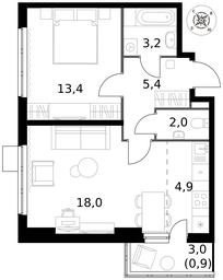 2-BD Apartment Sale, 47.8平方米 at Pervy Donskoj, zhiloy mikrorayon Sapronovo, derevnya Sapronovo, Leninskiy City District, Moscow Region, Russia #3 2-BD Apartment Sale, 47.8平方米 at Pervy Donskoj, zhiloy mikrorayon Sapronovo, derevnya Sapronovo, Leninskiy City District, Moscow Region, Russia #3