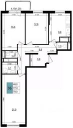 2-BD Apartment Sale, 78.5 sq. m. at Mikrorayon 6 6A, 6A mikrorayon, Odintsovo, Moscow Region, Russia #3 2-BD Apartment Sale, 78.5 sq. m. at Mikrorayon 6 6A, 6A mikrorayon, Odintsovo, Moscow Region, Russia #3