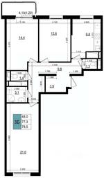 2-BD Apartment Sale, 78.5平方米 at Mikrorayon 6 6A, 6A mikrorayon, Odintsovo, Moscow Region, Russia #3 2-BD Apartment Sale, 78.5平方米 at Mikrorayon 6 6A, 6A mikrorayon, Odintsovo, Moscow Region, Russia #3