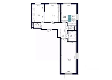 2-BD Apartment Sale, 81.9 sq. m. at Mikrorayon 6 6A, 6A mikrorayon, Odintsovo, Moscow Region, Russia #2 2-BD Apartment Sale, 81.9 sq. m. at Mikrorayon 6 6A, 6A mikrorayon, Odintsovo, Moscow Region, Russia #2