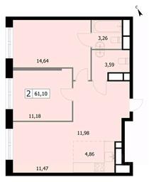 1-BD Apartment Sale, 60.9平方米 at SELF (Self), 3rd Grazhdanskaya Street, 35, Moscow, Russia #2 1-BD Apartment Sale, 60.9平方米 at SELF (Self), 3rd Grazhdanskaya Street, 35, Moscow, Russia #2