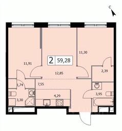 1-BD Apartment Sale, 59.3平方米 at SELF (Self), 3rd Grazhdanskaya Street, 35, Moscow, Russia #3 1-BD Apartment Sale, 59.3平方米 at SELF (Self), 3rd Grazhdanskaya Street, 35, Moscow, Russia #3